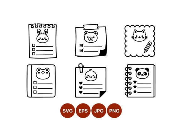 Animal Faces Checklist Vector Icons