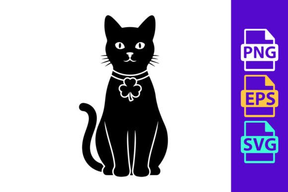 Black Cat with Shamrock Collar