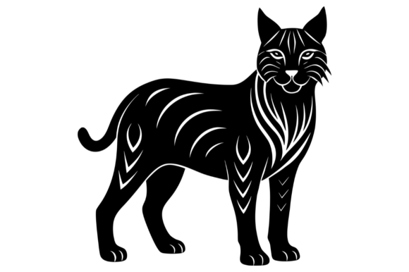 Black Stylized Bobcat or Lynx Silhouette