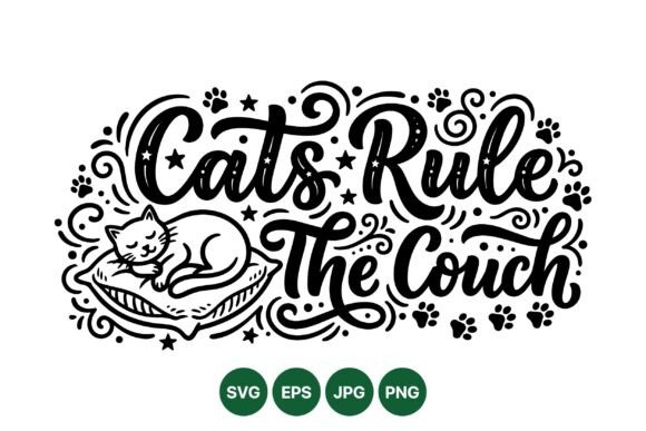 Cats Rule Couch Typography Art