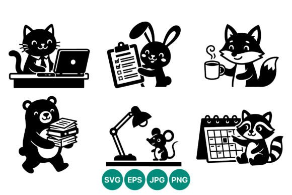 Cute Animal Office Icons Set