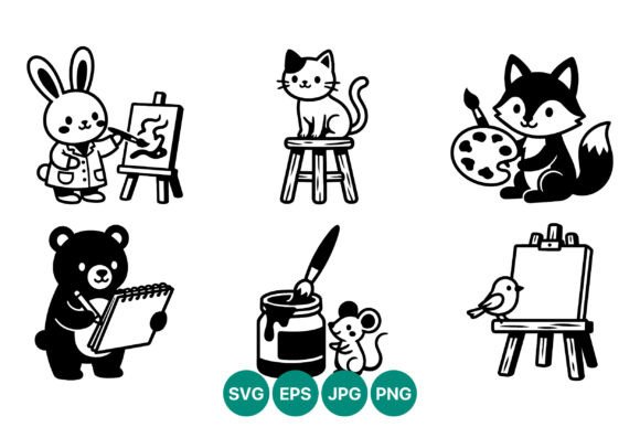 Cute Animals Drawing Painting Vector