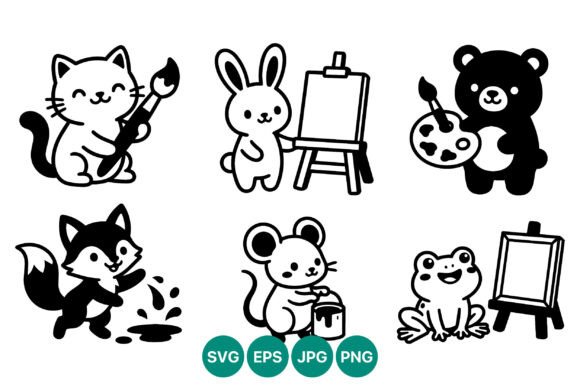 Cute Animals Painting Drawing Vector Art