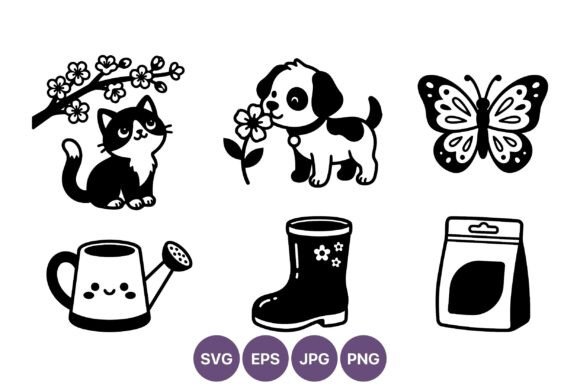 Cute Black and White Animal and Garden