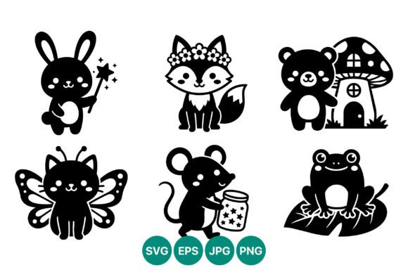 Cute Black and White Animal Silhouettes