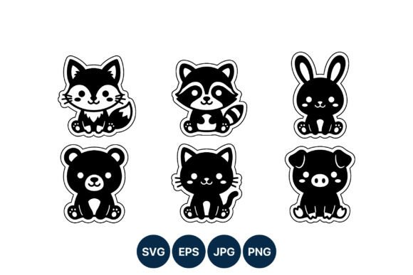 Cute Black and White Animal Stickers