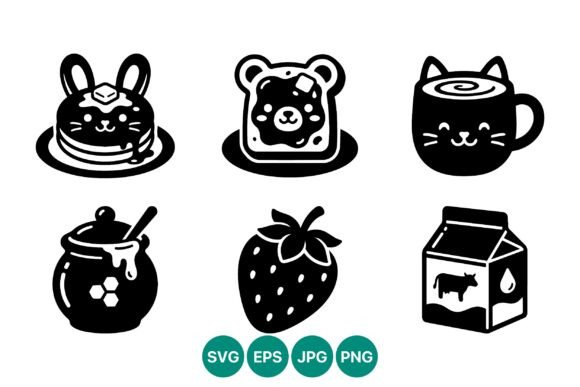 Cute Black and White Breakfast Animals