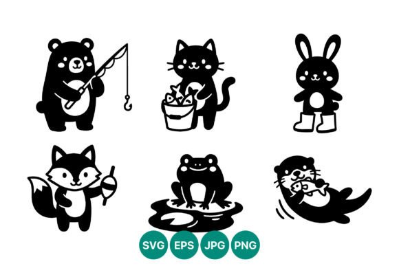 Cute Black White Animal Characters