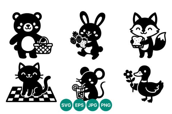 Cute Black White Animal Silhouettes