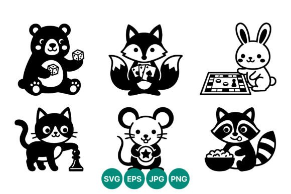 Cute Cartoon Animals Playing Games