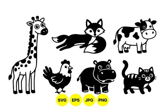 Cute Farm Animal Silhouettes