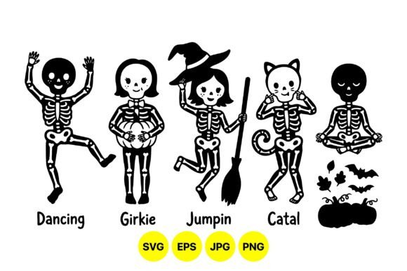 Cute Halloween Skeleton Characters