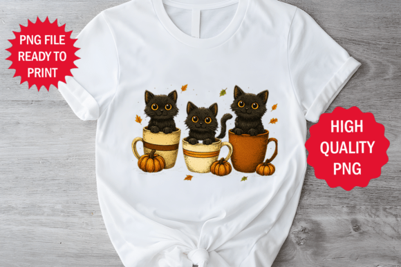 Cute Kitten Fall Season T-shirt Design