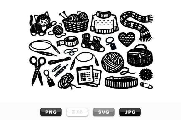 Cute Knitting Craft Clipart Set