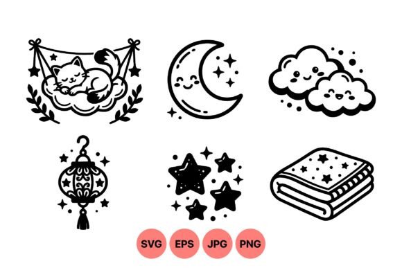 Cute Nighttime Sleeping Clipart