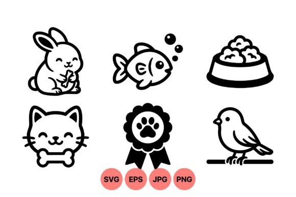 Cute Pet Animal Icon Set