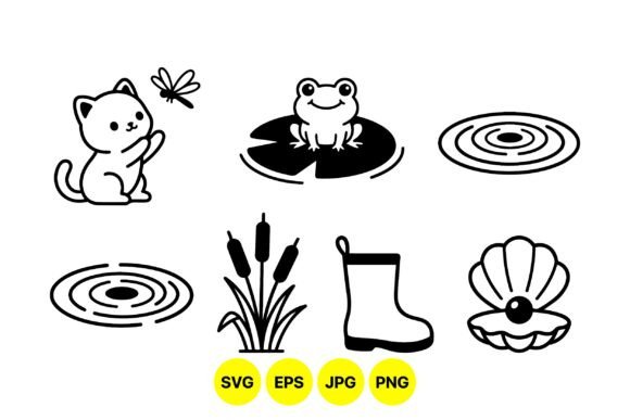 Cute Pond Animals Vector Set