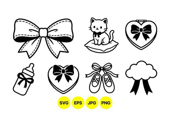 Cute Ribbon and Kitty Vector Clipart