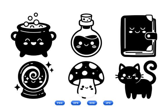 Cute Witchy Icon Clipart Set