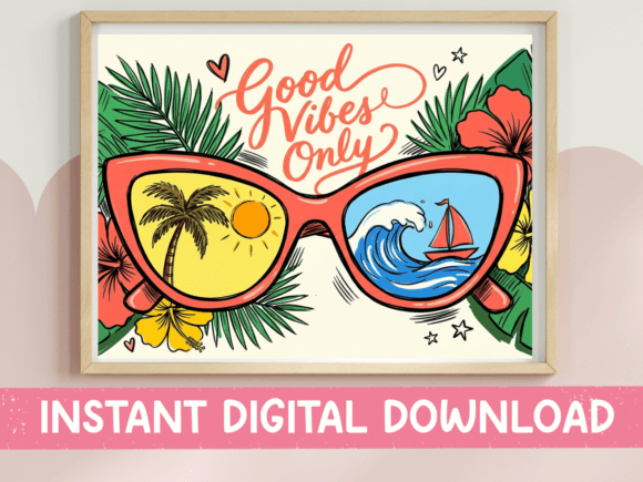 Good Vibes Only Retro Sunglasses Beach