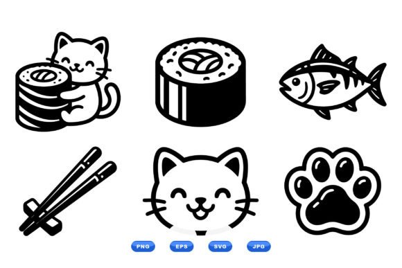Kawaii Sushi Cat Icon Pack