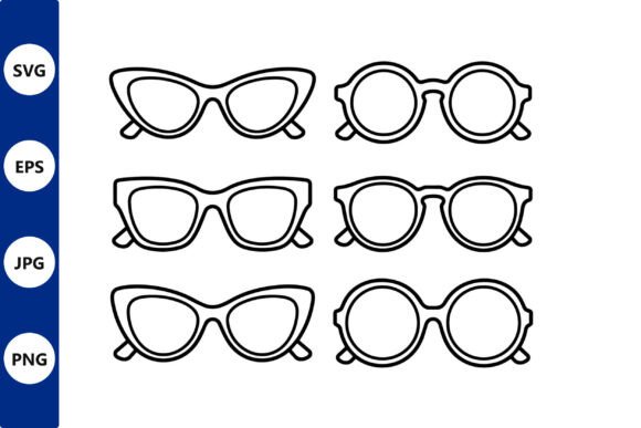 Line Art Eyewear Icon Set with Six