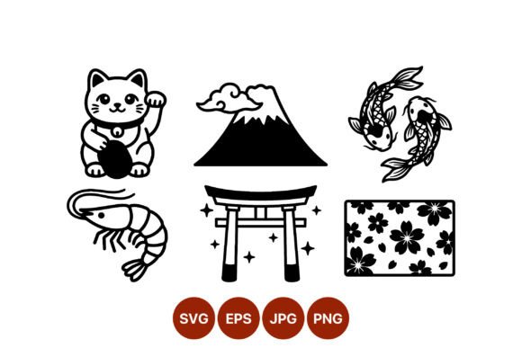 Maneki Neko Fuji Koi Fish Icons