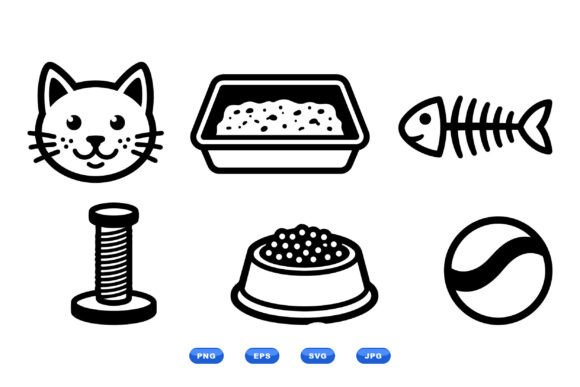 Minimal Cat Icons Clipart