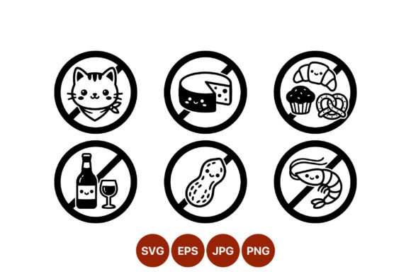 No Food No Pets Icons Vector