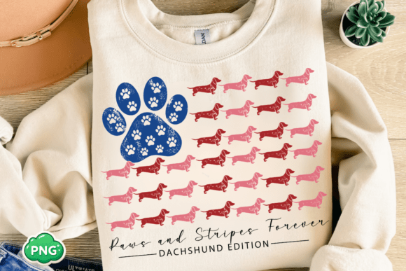 Paws and Stripes Forever Dachshund PNG
