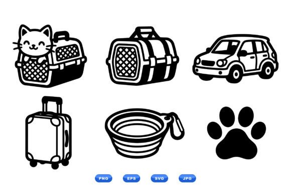 Pet Travel Icon Clipart Set