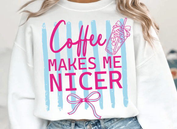 Retro Stiped Coffee Makes Me Nicer PNG