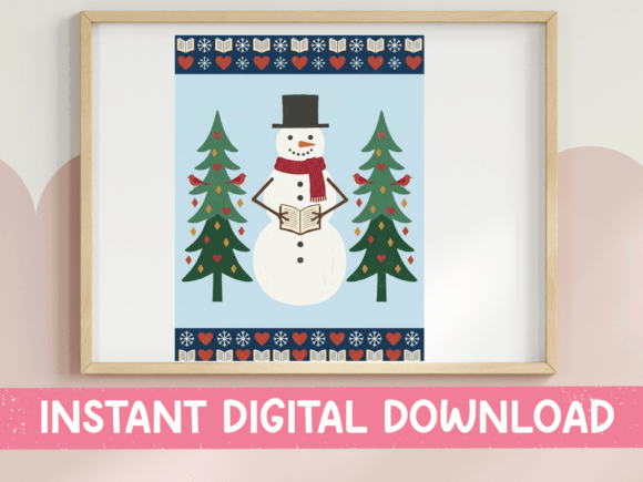 Snowman Reading Book Ugly Sweater Design