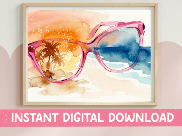 Watercolor Beach Sunglasses Tropical Art